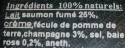 Liste des ingrédients du produit Mousse de saumon au champagne  