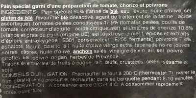 Lista de ingredientes del producto Piperade au chorizo  