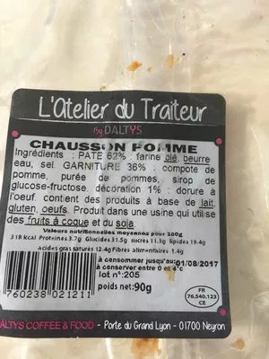 List of product ingredients Chausson pomme Atelier Du Traiteur 