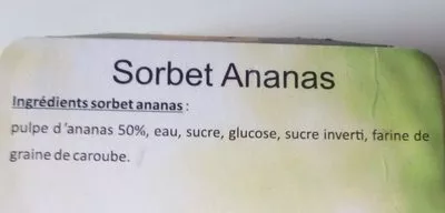 List of product ingredients Sorbet ananas Otantic 