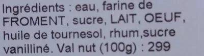 Lista de ingredientes del producto 6 Crêpes Fraîches La Galette du Val de Loire 300 g