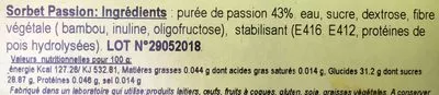 List of product ingredients Passion L'Odysée des Glaces 