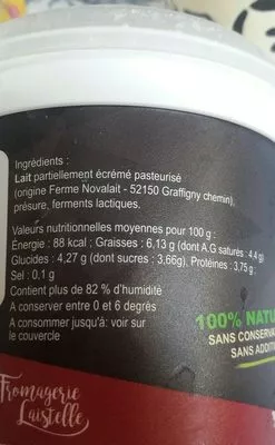 List of product ingredients Faisselle Fromagerie Laistelle 