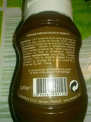 Liste des ingrédients du produit Nappage parfum chocolat noisette La Confiserie Moderne 