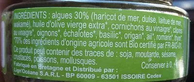 Lista de ingredientes del producto Tartare d'algues saveur Provence Lign'oceane 110 g