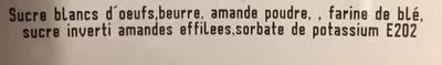 Lista de ingredientes del producto Financiers amandes effilees Maison Cotte 0,250 kg