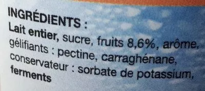 List of product ingredients Yaourt pêche de vigne Les Yaourts de Sandrine 