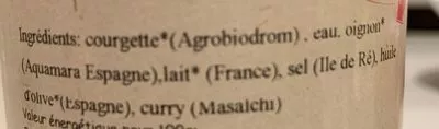 List of product ingredients Velouté de courgette au curry  