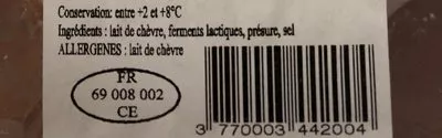 List of product ingredients 2 Fromages de Chèvre fermiers au lait cru P'tit Montmenot 190 g
