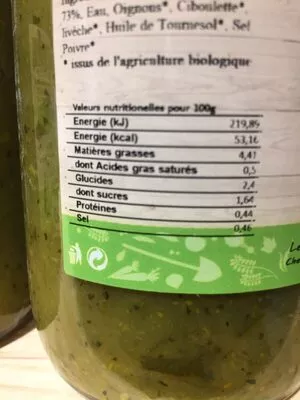 List of product ingredients Veloute courgette  