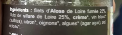 Liste des ingrédients du produit Alose fumée Goûts de Loire 85 g