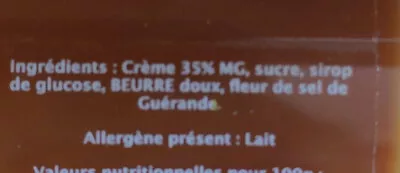 Lista de ingredientes del producto Caramel a la fleur de sel O'Délices de Lucas 230 g