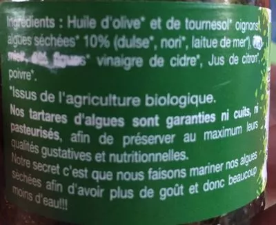 List of product ingredients Tartare d'algues nature  