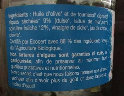 List of product ingredients Tartare d'algues spiruline fraiche  