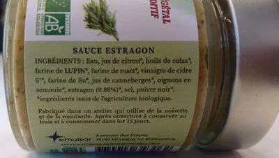 Lista de ingredientes del producto Sauce Estragon MIEUM 125 g