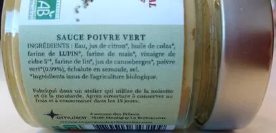 Lista de ingredientes del producto Sauce Poivre Vert MIEUM 125 g
