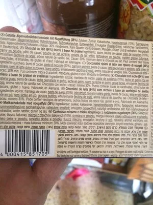 Lista de ingredientes del producto Czekolada Stracciatela Schogetten 100 g
