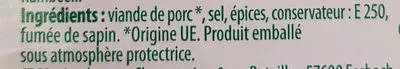 Liste des ingrédients du produit Poitrine Paysanne Forêt Noire Jeca 100 g