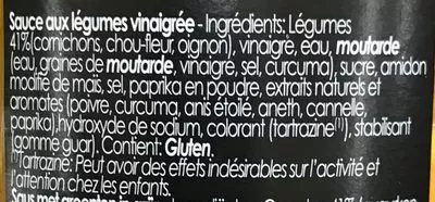 Liste des ingrédients du produit Belgian Pickles Altesse 350 g