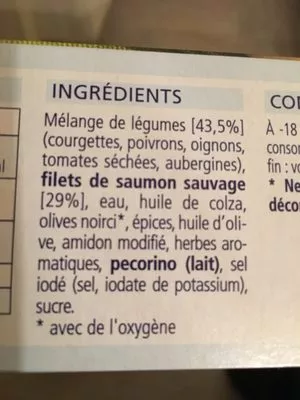 Lista de ingredientes del producto Filet de saumon sauvage COSTA 1 portion de 340 g