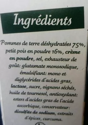 List of product ingredients Purée saveur de légumes  