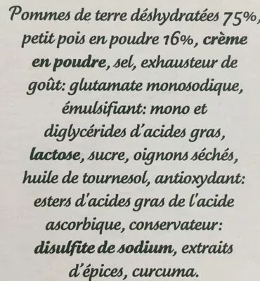 List of product ingredients Purée de Légumes Verts Picard 160 g