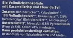 Liste des ingrédients du produit Salty Caramel Bio Chocolat GEPA 80 g