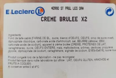 Lista de ingredientes del producto Crème brûlé  