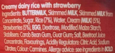 List of product ingredients Muller Rice Strawberry müller 180 g