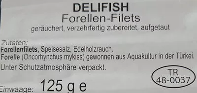 List of product ingredients Forellenfilet Delifish 125 g
