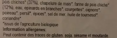 Lista de ingredientes del producto Falafel premium farcis à l'hummus SOTO 