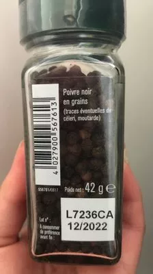 Liste des ingrédients du produit Poivre noir en grains Fuchs 