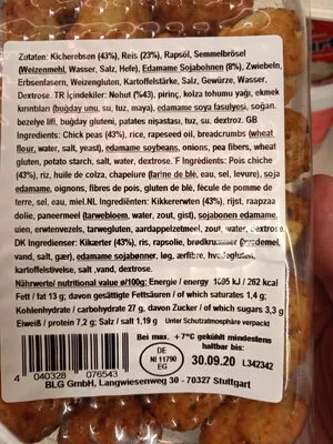 List of product ingredients Falafels suntat 300 g