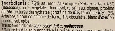 List of product ingredients Hachés au saumon  200 g