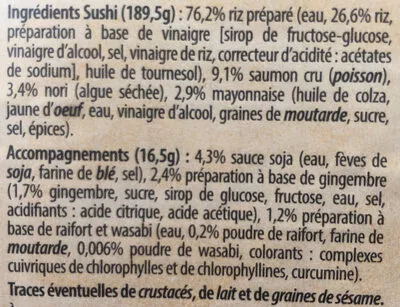 List of product ingredients Sushi Yedo 12 pièces