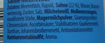 List of product ingredients Sahne Meerrettich Kim,  Delikato 185g