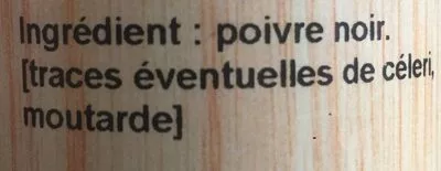 List of product ingredients Poivre noir moulu Columbia 