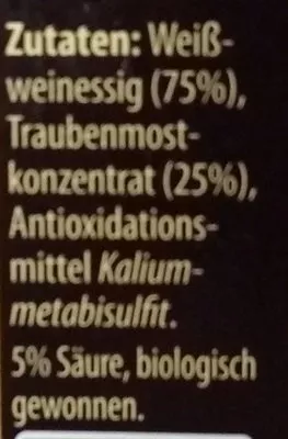 Lista de ingredientes del producto Condimento Balsamico Bianco Kühne 250 ml