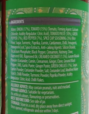 List of product ingredients Jafrezi cooking sauce  