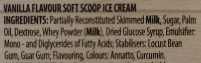 List of product ingredients Vanilla flavour soft scoop ice cream  2 l