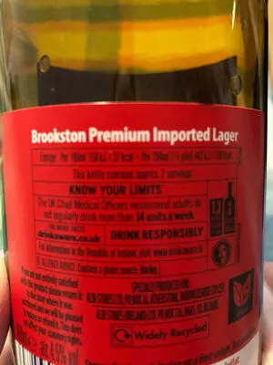 Lista de ingredientes del producto Brookston American Style Lager Brookston 660ml