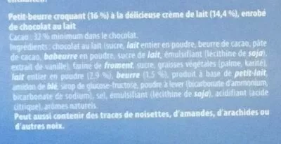 Lista de ingredientes del producto Choco&Biscuit Lait Choceur 300 g