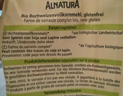 Liste des ingrédients du produit Farine de sarrasin Alnatura 500 g