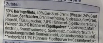 List of product ingredients Heringsfilets in Eier-Senf-Creme Dreimaster 120 g