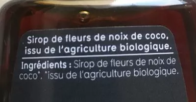 List of product ingredients Sirop de fleurs de noix de coco Veganz 