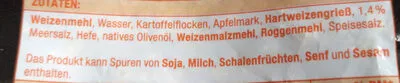 Lista de ingredientes del producto Weizen Glück goldgelbe Weizenbrötchen Edeka 480 g
