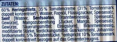 Lista de ingredientes del producto Herings Filets in Tomatencreme mit Tomatenstücken Gut & Günstig 200g