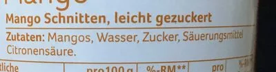 List of product ingredients Mango Schnitten Leicht Gezuckert REWE 