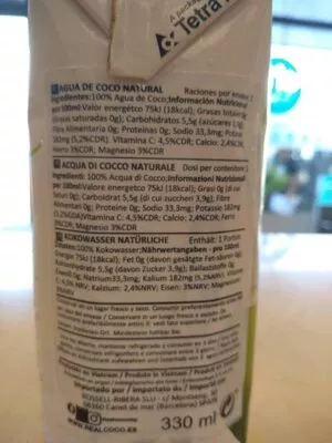 Lista de ingredientes del producto Real coco real coco 
