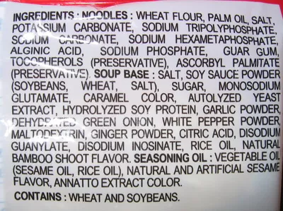 List of product ingredients Nissin Demae Ramen with Sesame Oil Nissin Demae, Nissin 100 g